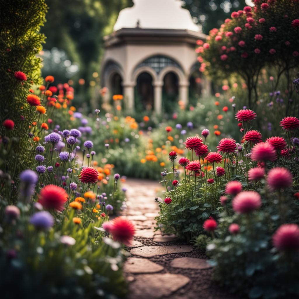 Hyperrealistic Secret Flower Garden in HDR