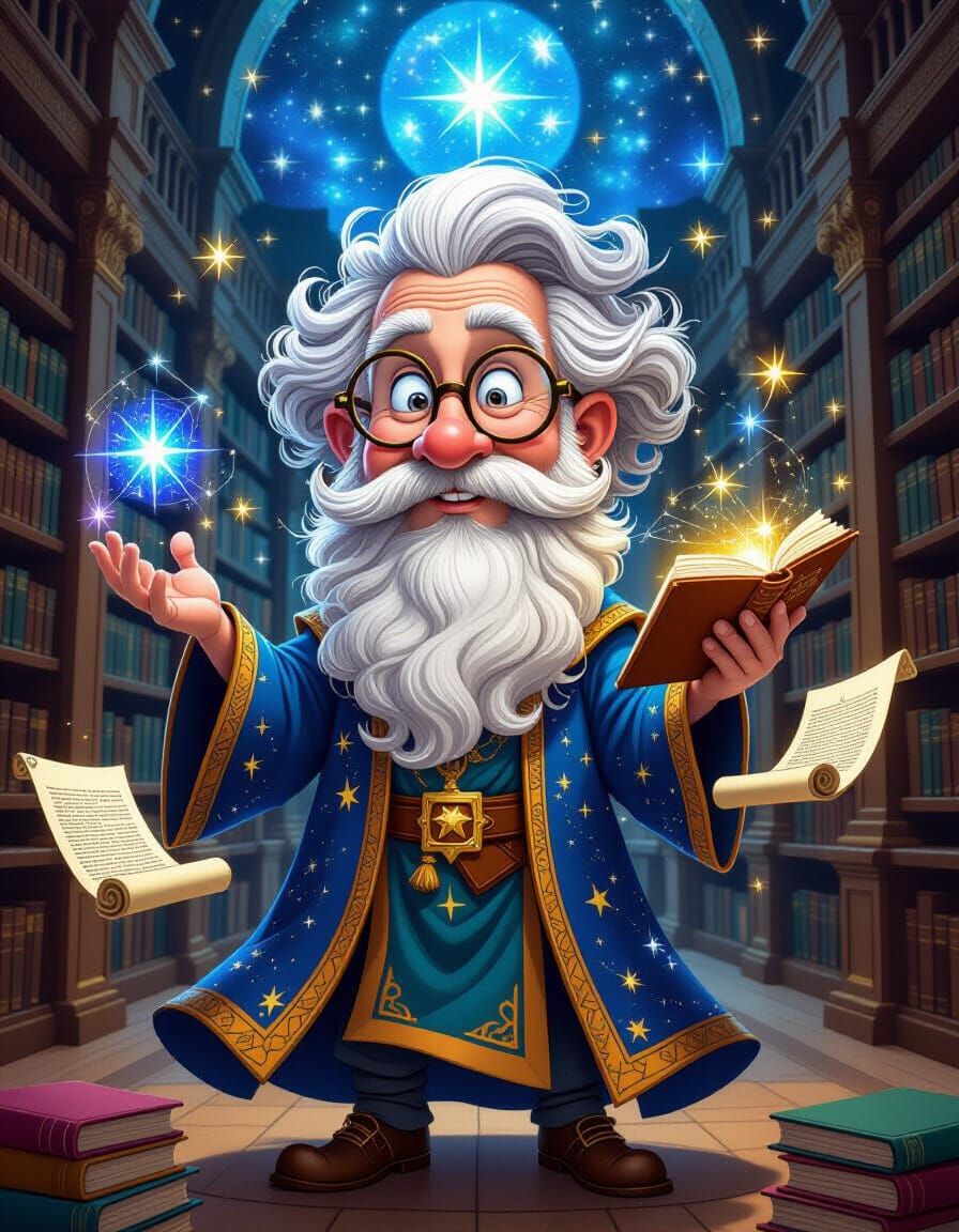 Celestial Librarian Juggling Constellations in Cosmic Librar...