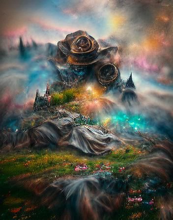 Medieval Castle Ruins and Roses: Steampunk Fantasy
