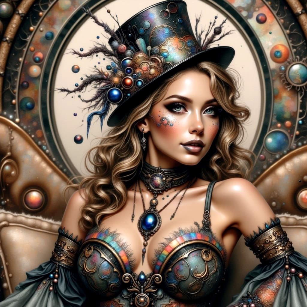 Steampunk Woman in Seductive Pose