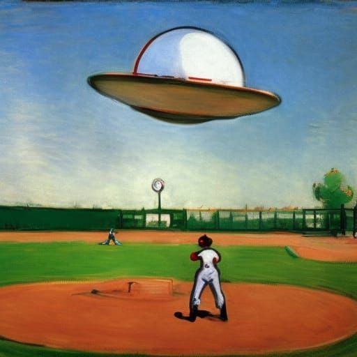 UFO Disrupts Little League Game, Impressionist Style