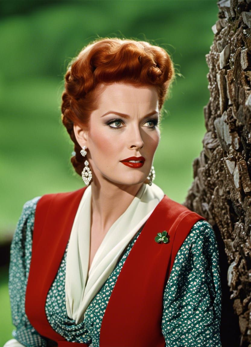 Traditional Irish Lass in Countryside