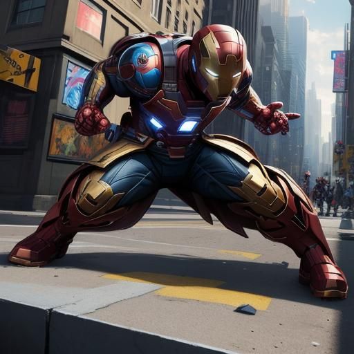 Avengers Action Figures in a Cinematic 3D Scene