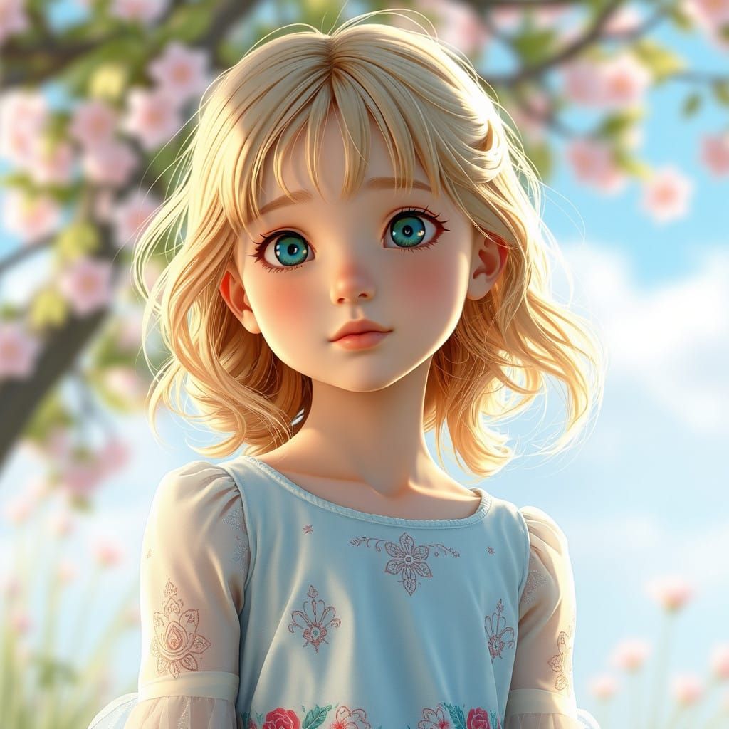 Anime-Inspired Girl in Serene Garden