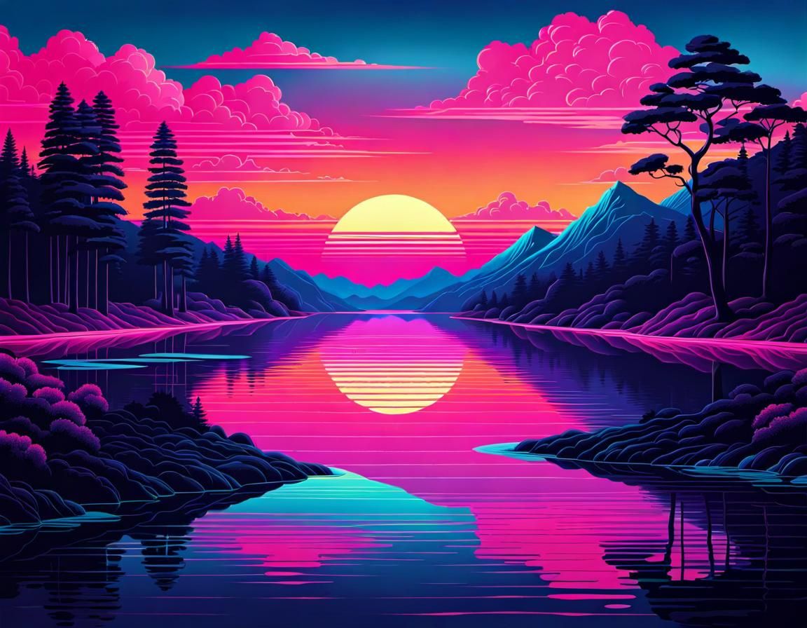 Vaporwave Aesthetic Sunset.