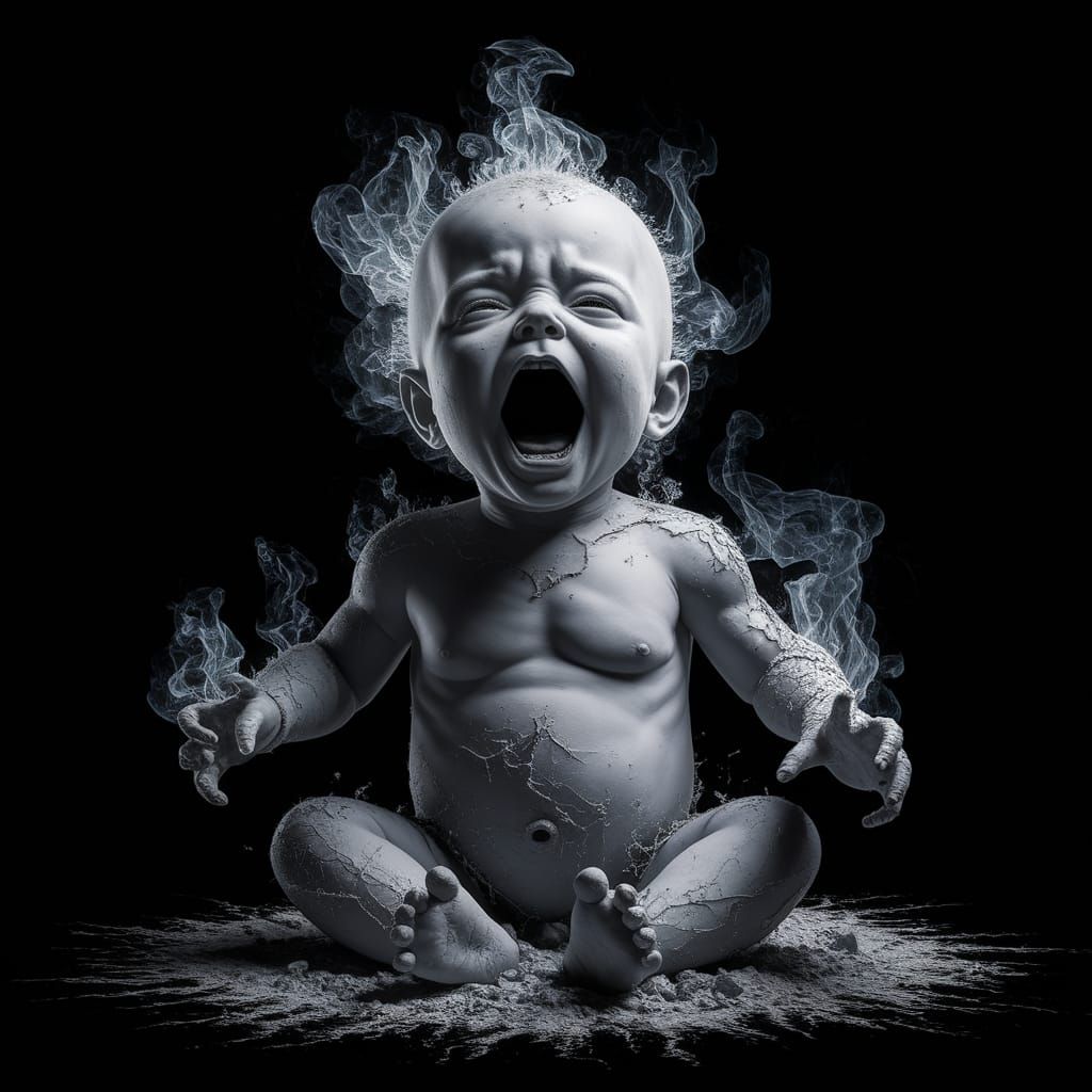 Ethereal Ashen Infant in Anguish