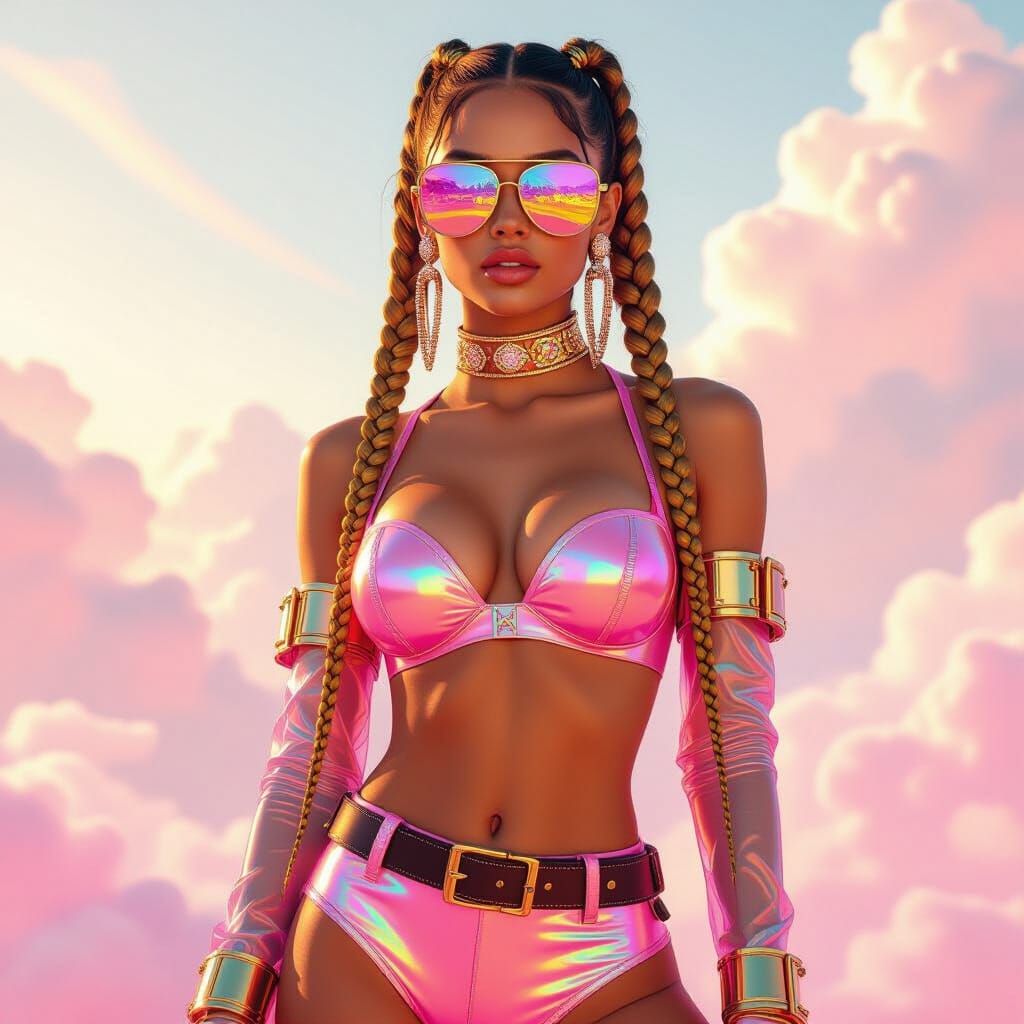 Dreamy Mallsoft Woman with Braids and Sunglasses