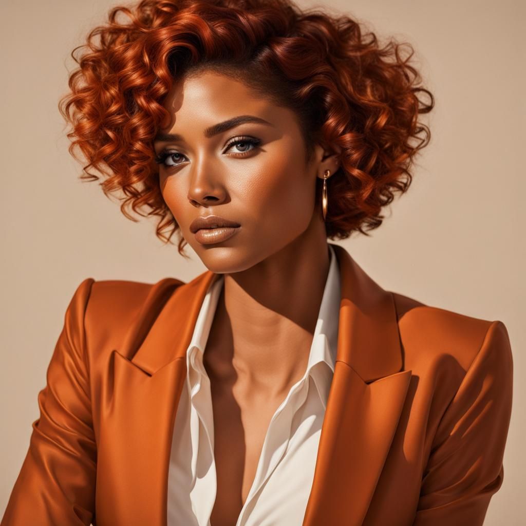 Woman with Orange Hair in Academic Art Style