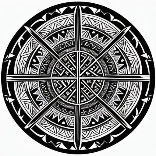 Islander Tribal Shark Portrait in Black and White