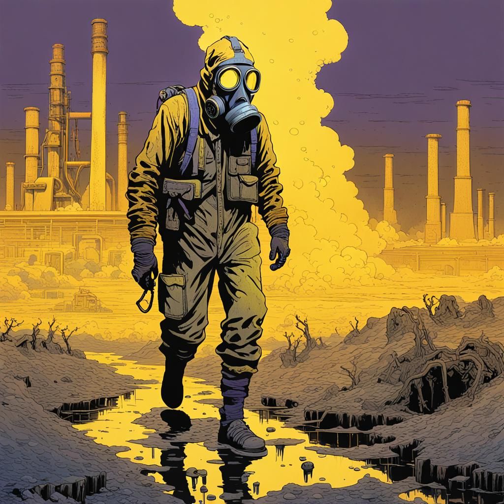Toxic Wasteland Wanderer in Moebius Style