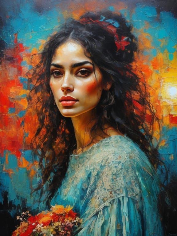 Hyperrealistic Portrait of a Woman with Cat, Sfumato Style