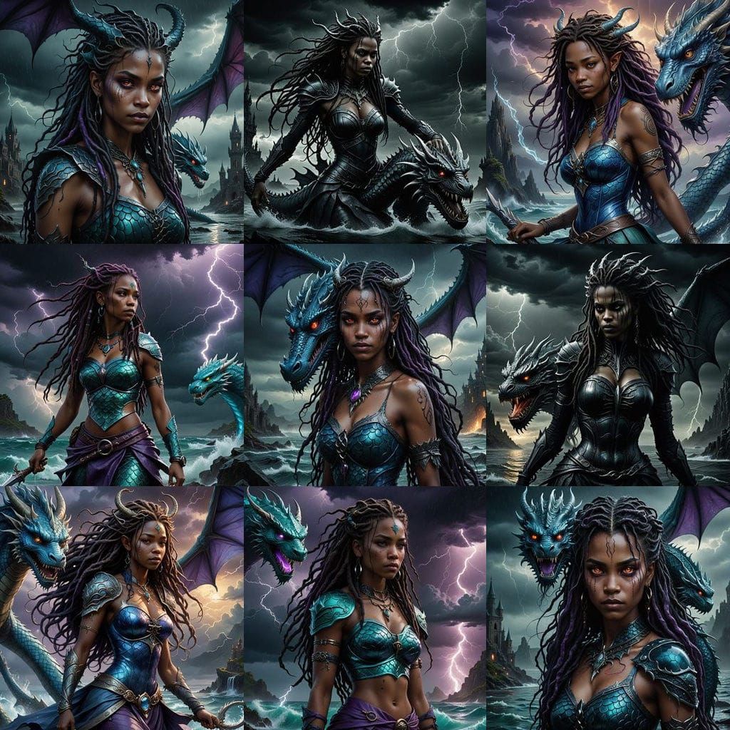 Exotic Demon Princess Reigns Over Stormy Fantasy Realm