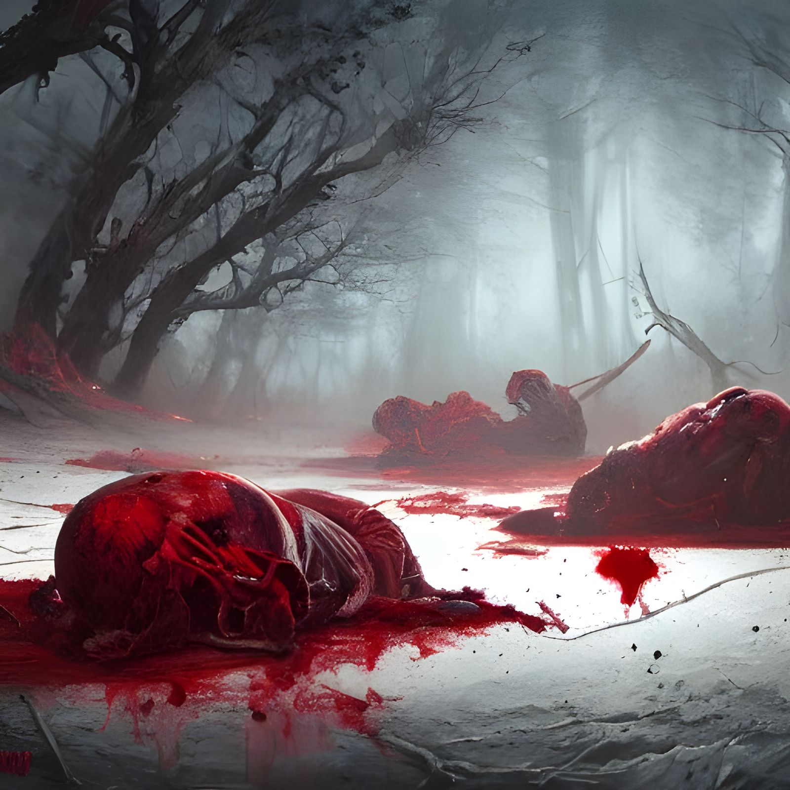 Bloody Dismembered Corpses in Astral Cosmic Painting