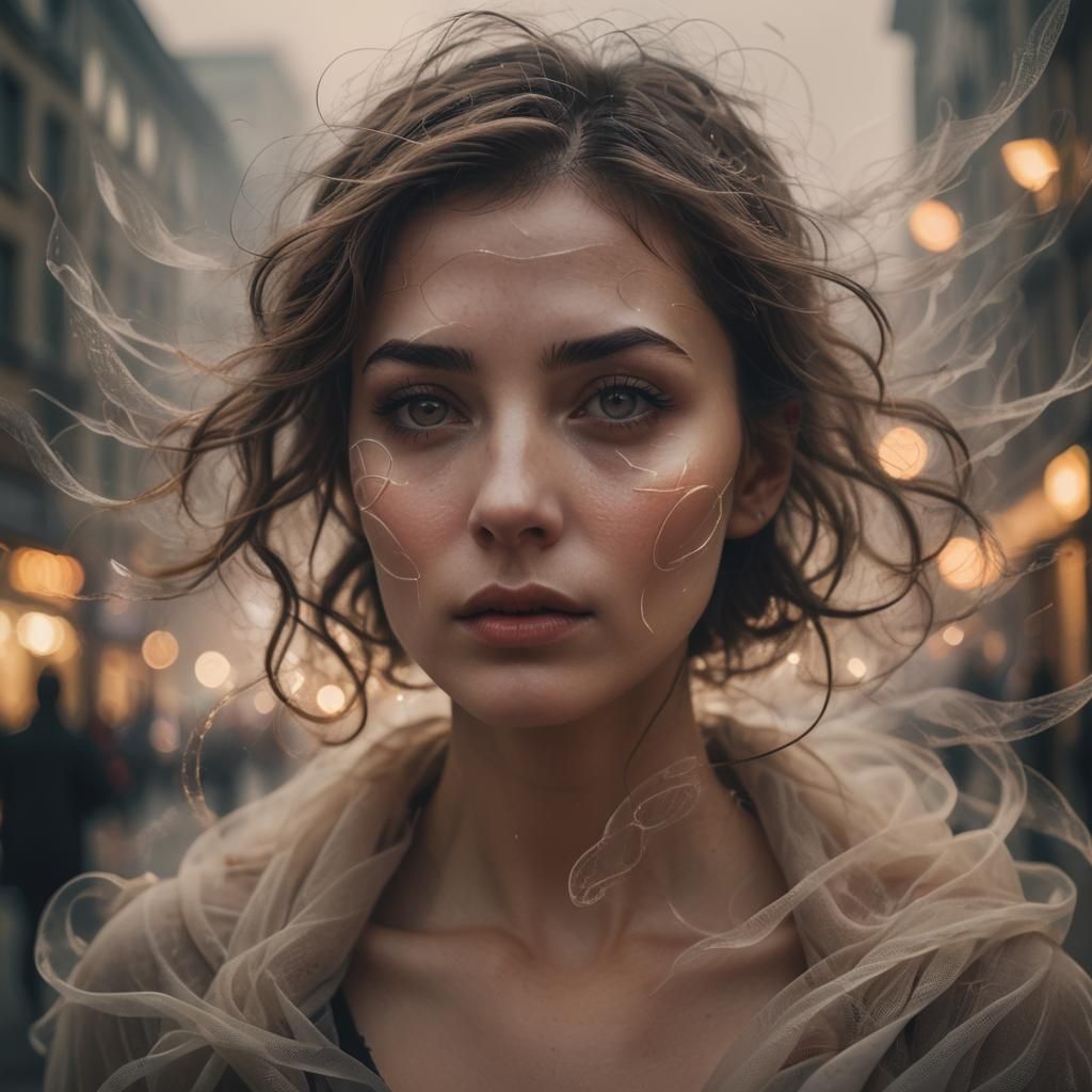 Ethereal Woman in Fog: A Surrealist Dreamscape