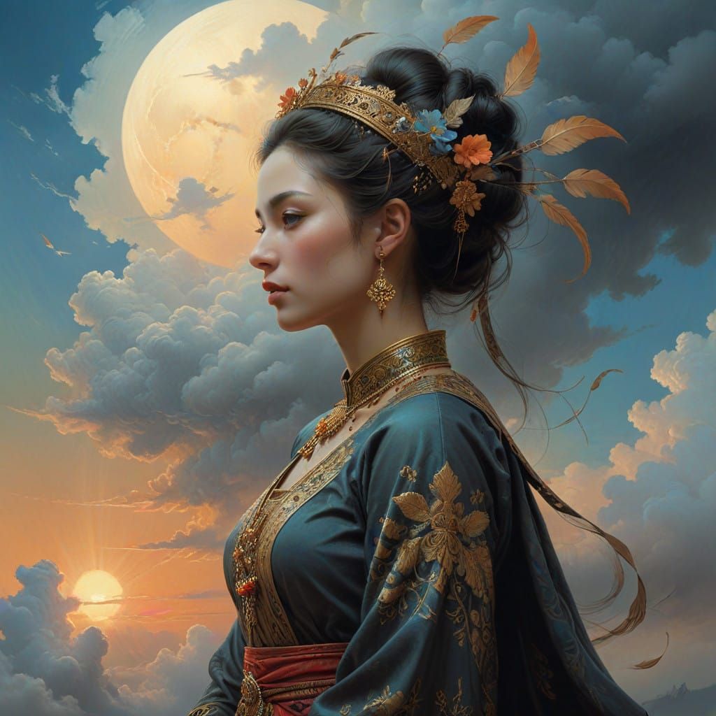 Eastern Beauty in Charcoal and Pencil