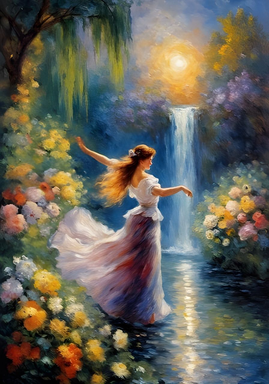 Dancing at the waterfall