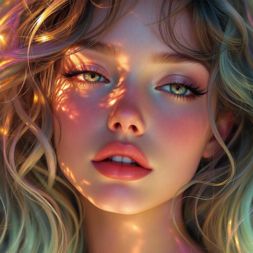 Radiant Angelic Face in Art Nouveau Style