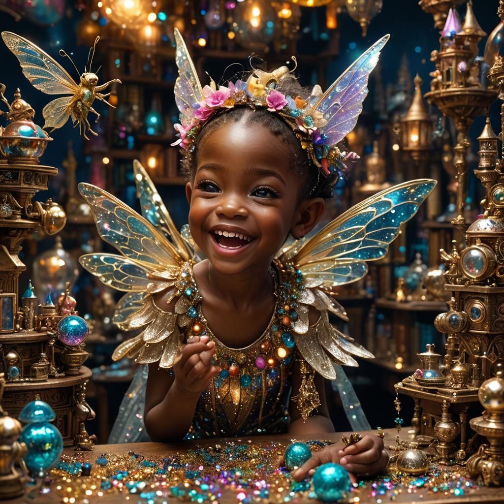 Laughing Fairy Pixie on Wizard's Desk