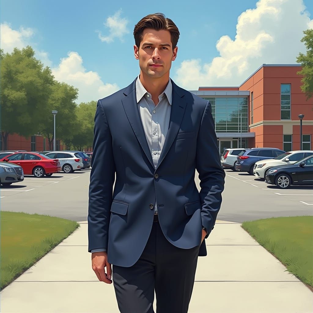 Hyperrealistic Portrait of a Man in Blazer