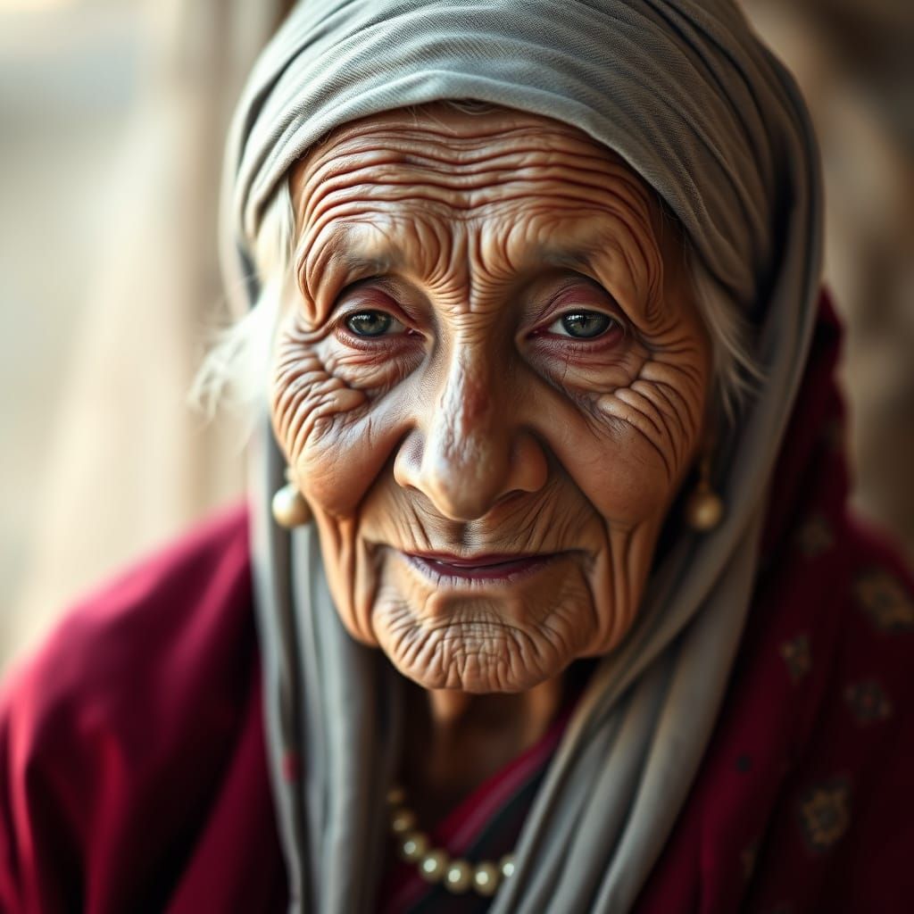 Wise Nepali Woman Portrait in Natural Light
