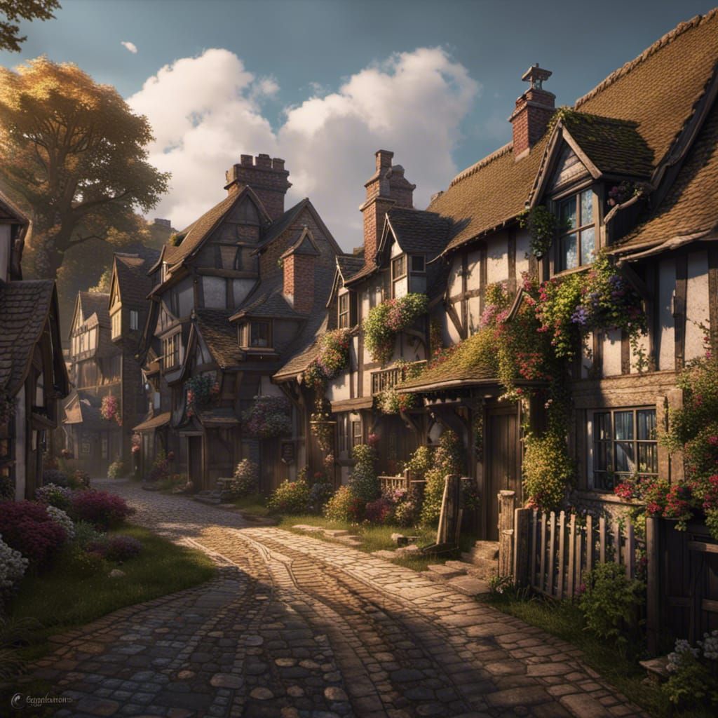 English Village: Dark Fantasy Concept Art
