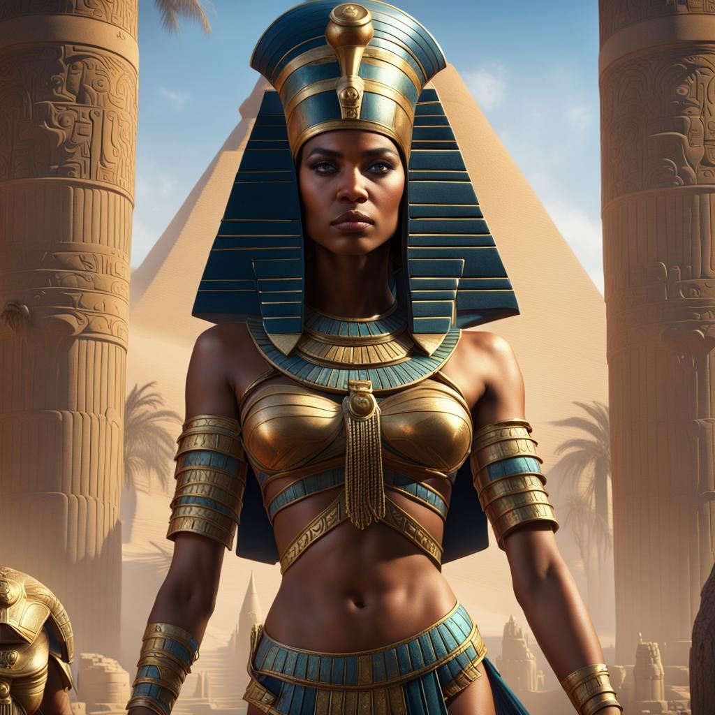 Cleopatra Guarded by Ramses XI: Detailed Matte Painting