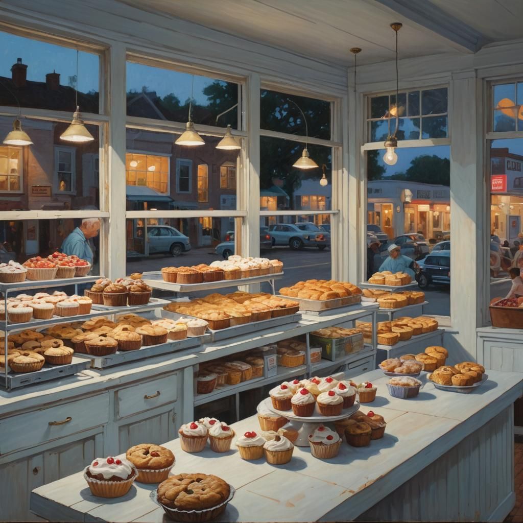 Charming Bakery Scene as Oil Painting