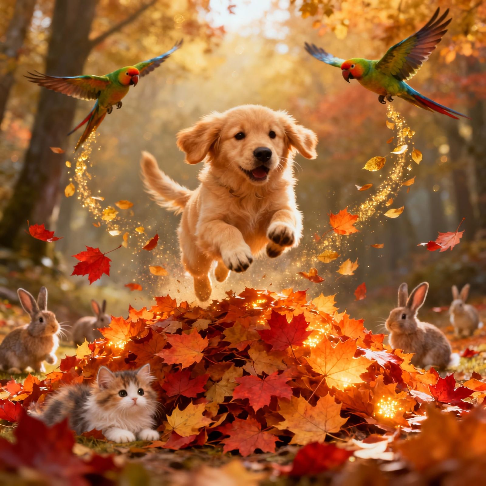 Magical Autumn Pets in Enchanted Forest