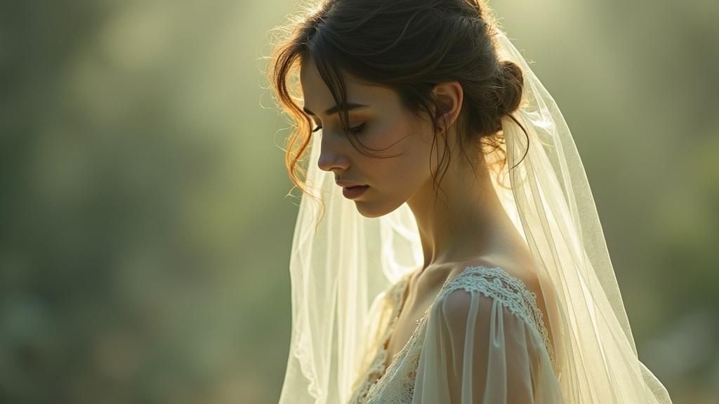 Ethereal Woman in Dreamy Pre-Raphaelite Portrait