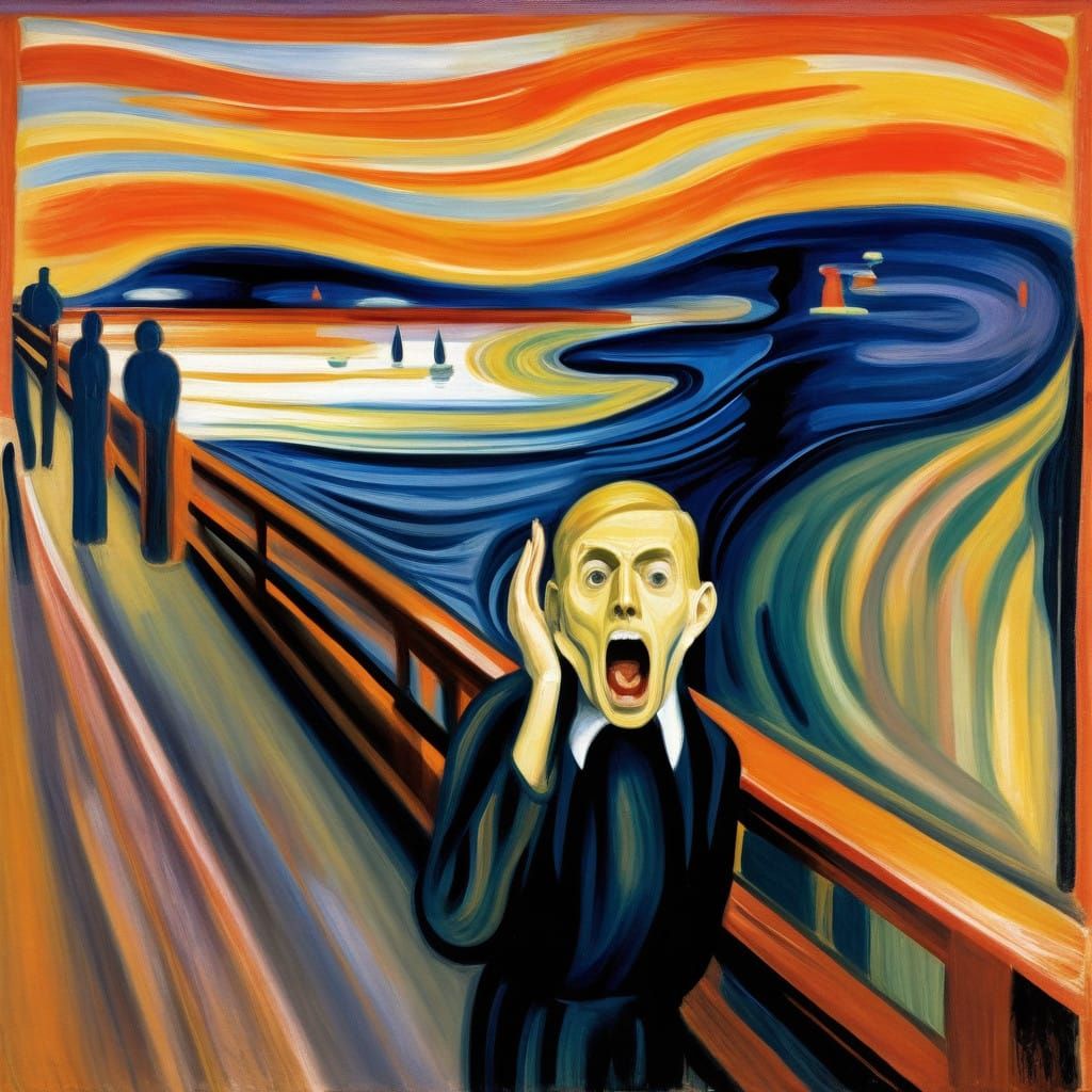 Leslie Nielsen's Iconic Scream in a Munch-Inspired Art Piece