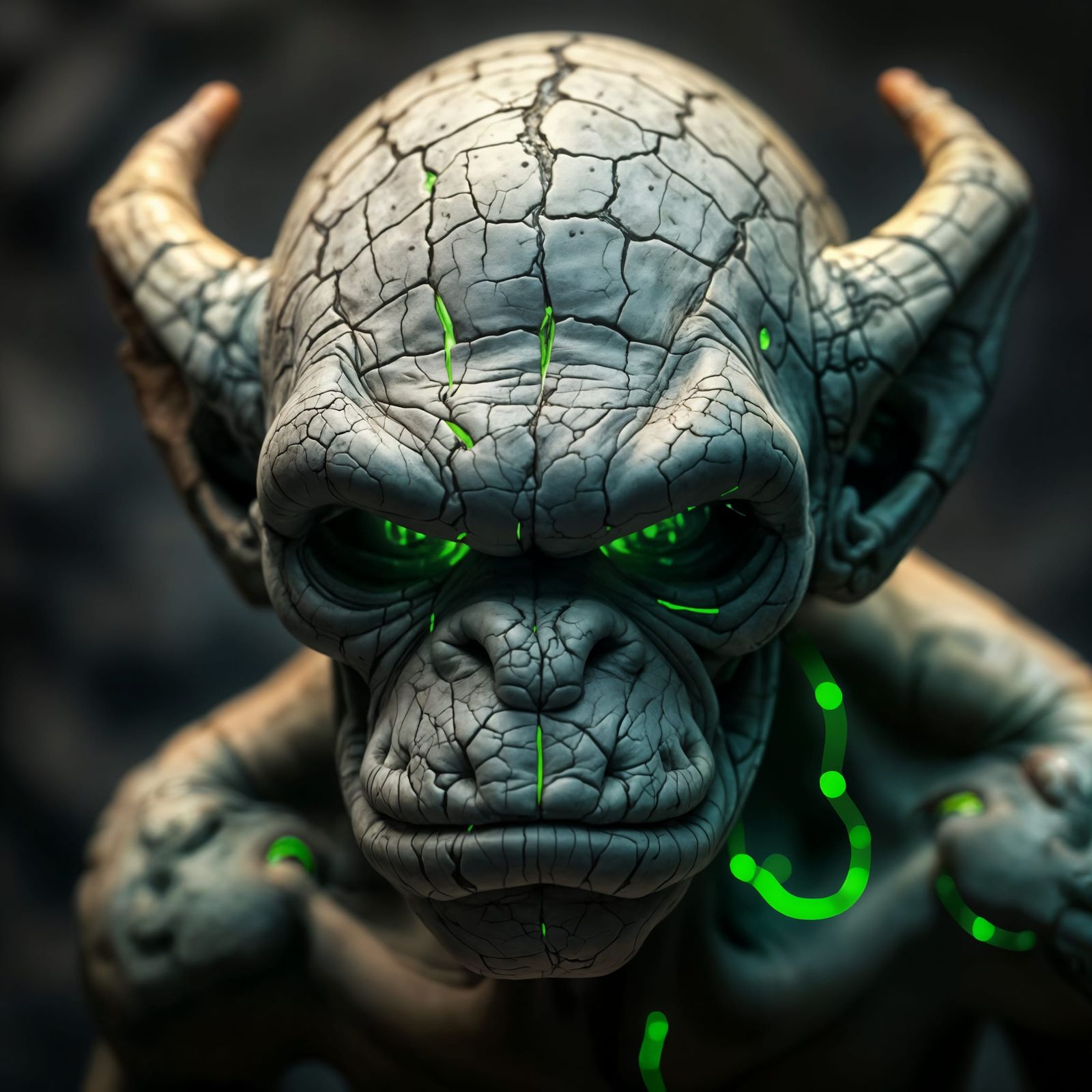 Surreal Troll Portrait with Kintsugi Veins