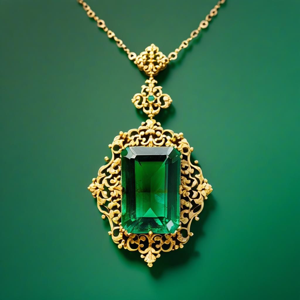 Baroque Emerald Pendant in Gold Filigree