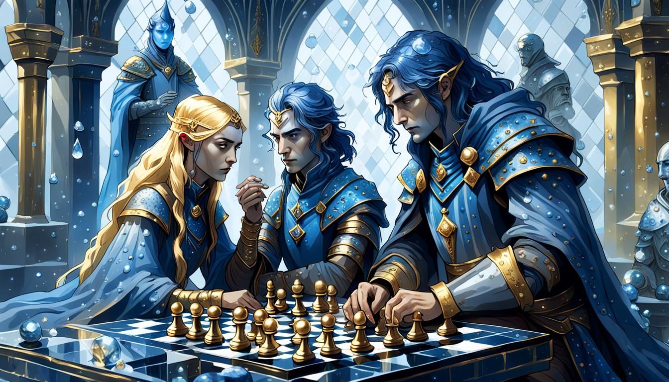 Chess Game in Dark Fantasy Art Nouveau Style