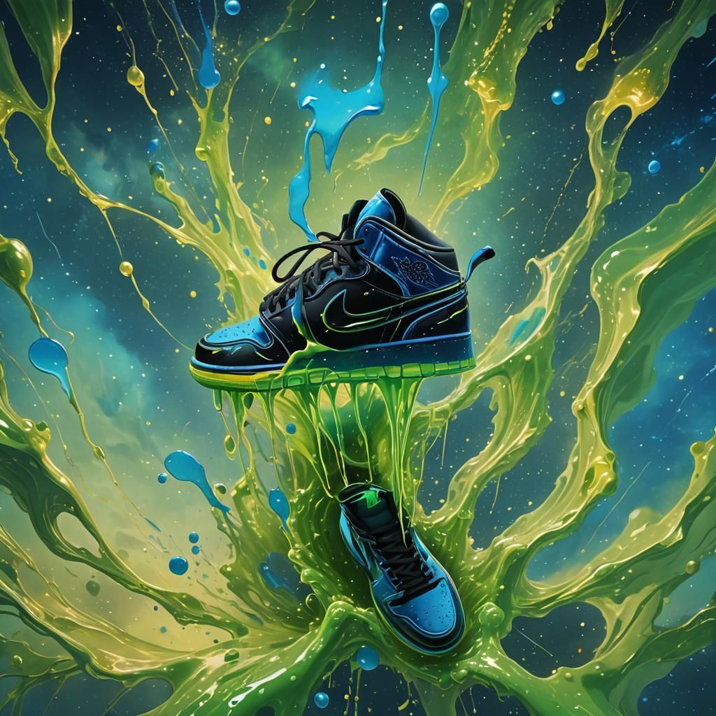 Surreal Slime-Dripping Air Jordan 1 in Space