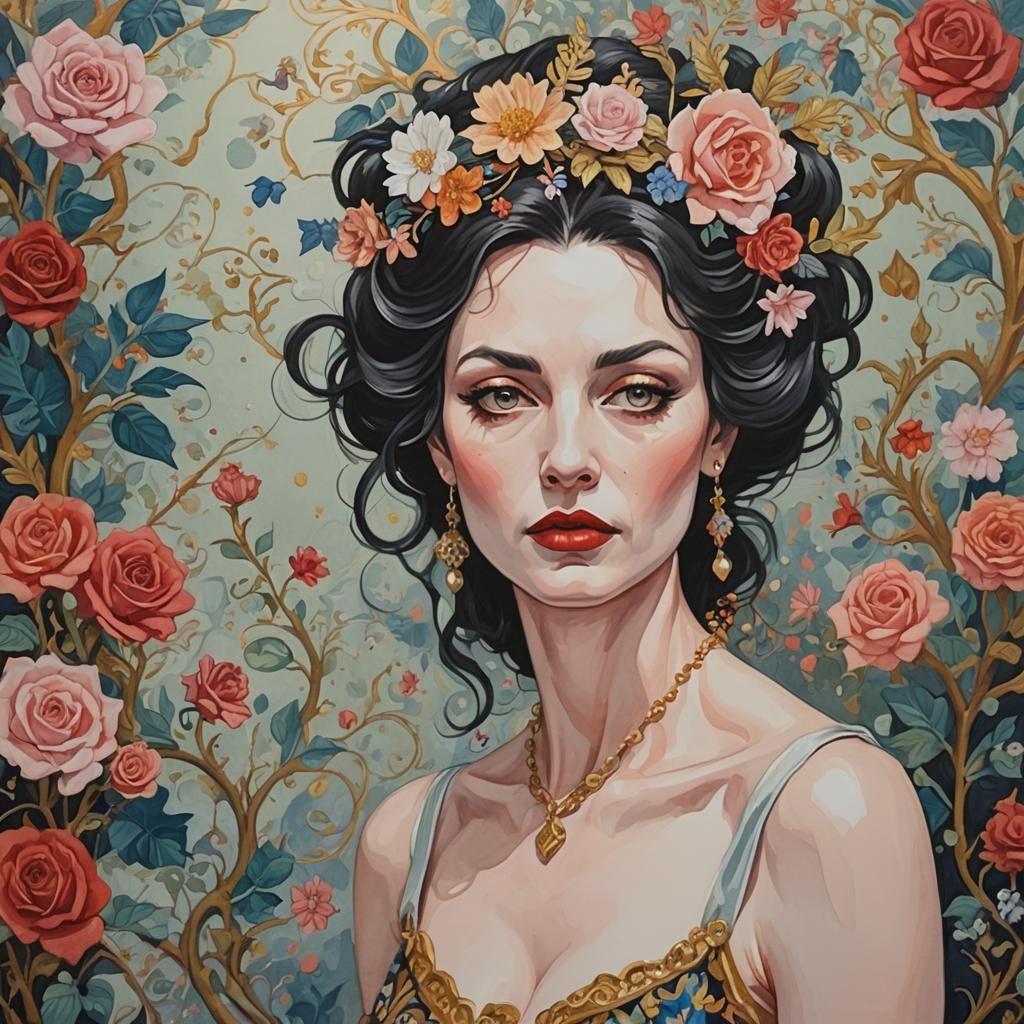 Detailed Gouache Painting of a Frustrated Artist