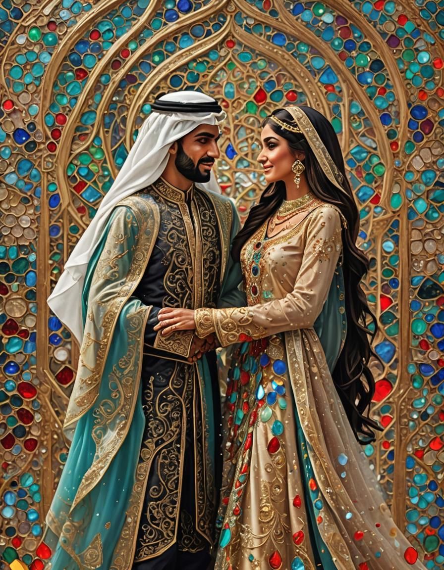 Glittering Arabian Desert Fantasy with Happy Couple