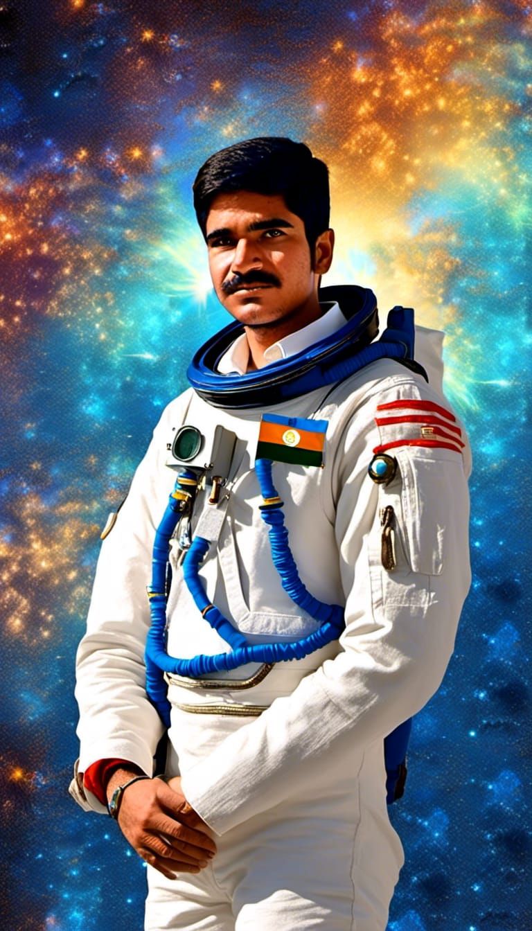 Astronaut Portrait in Galaxy Nebula, 8K Resolution