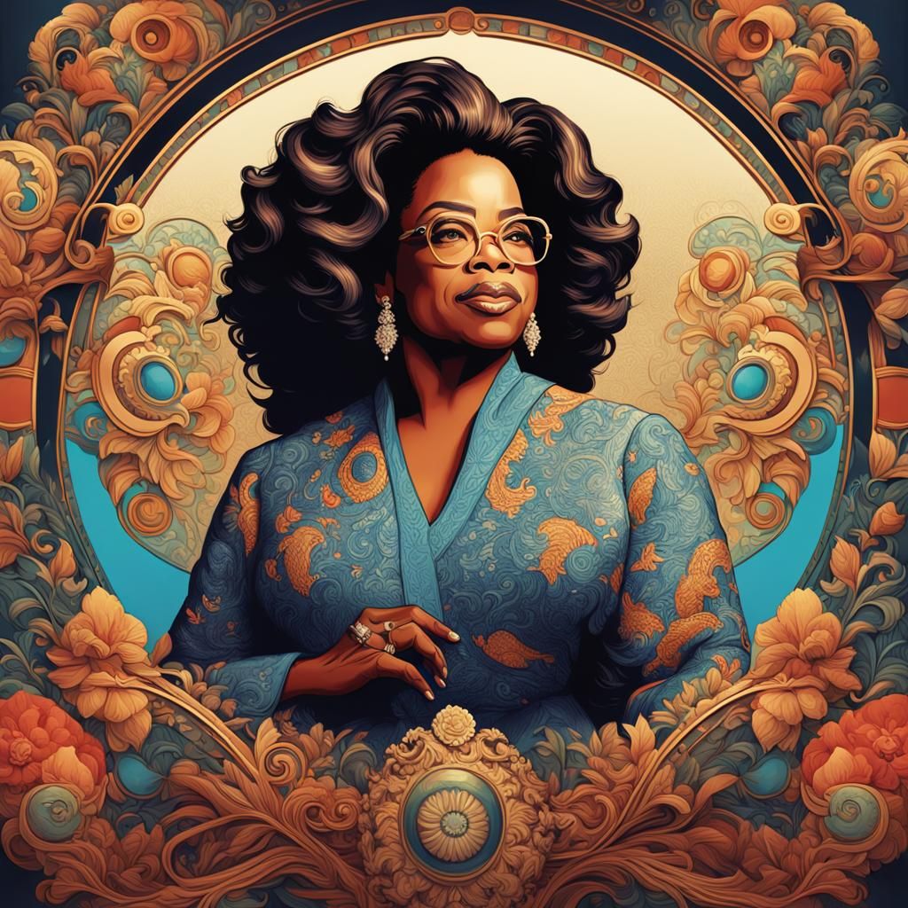 Oprah Winfrey Portrait in Art Nouveau Style