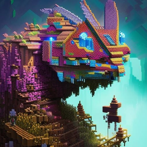 Pixel-Punk Minecraft Diamond Rabbit Portrait