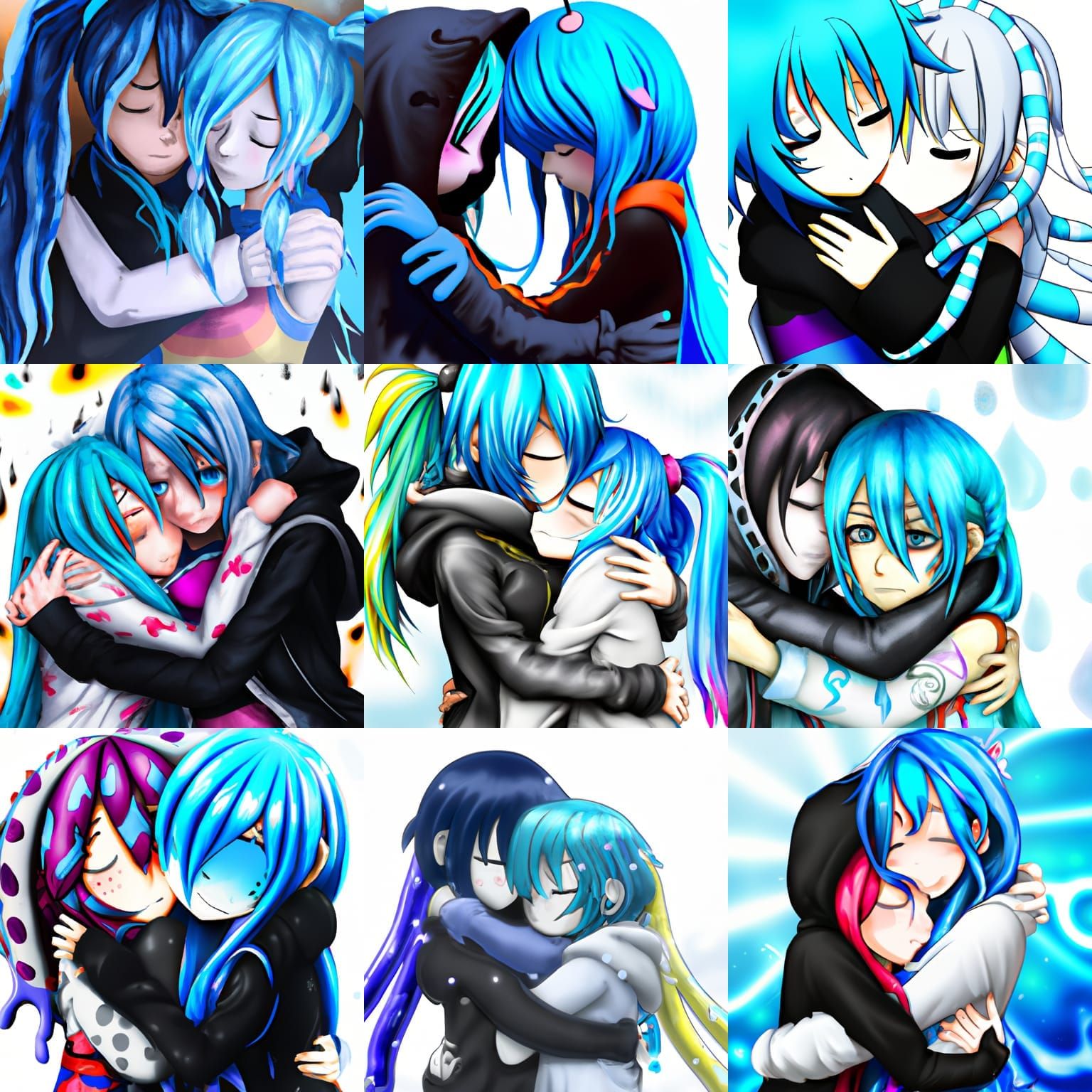 Psychedelic Anime Girls in Colorful Embrace