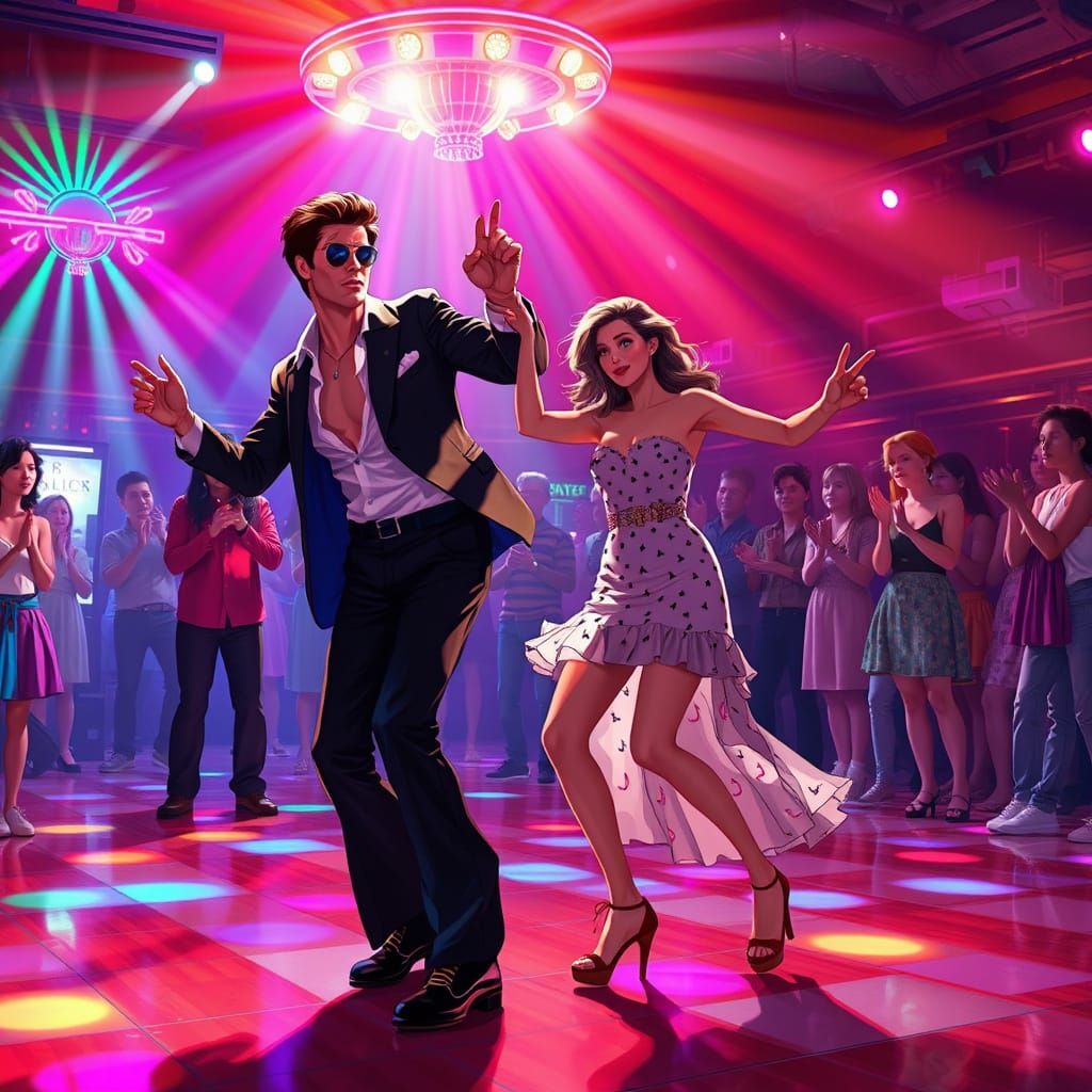 Saturday Night Fever Dance Floor Spectacle in Vibrant Disco ...