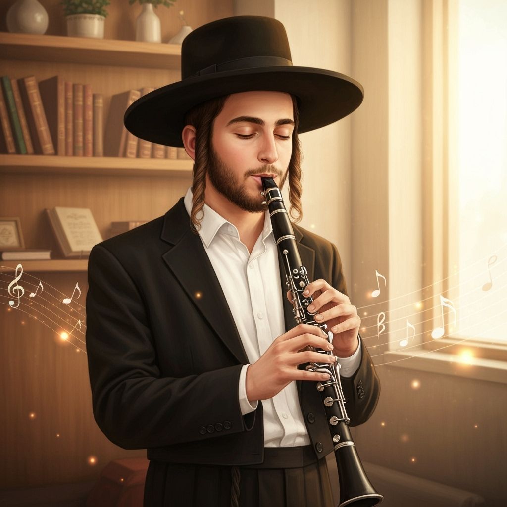 Young Jewish Man Playing Clarinet Portrait