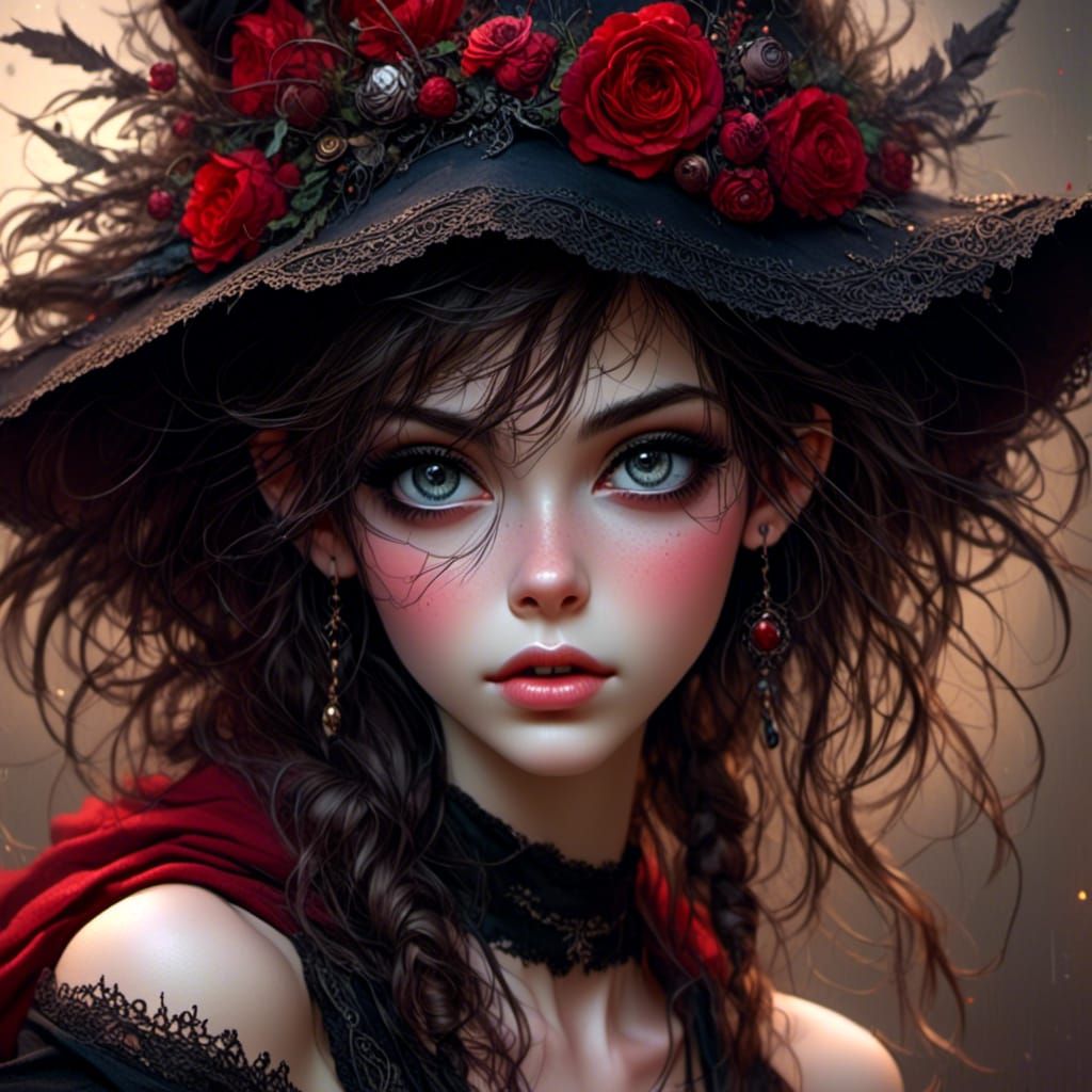 Elegant Woman in Velvet Cloak Portrait