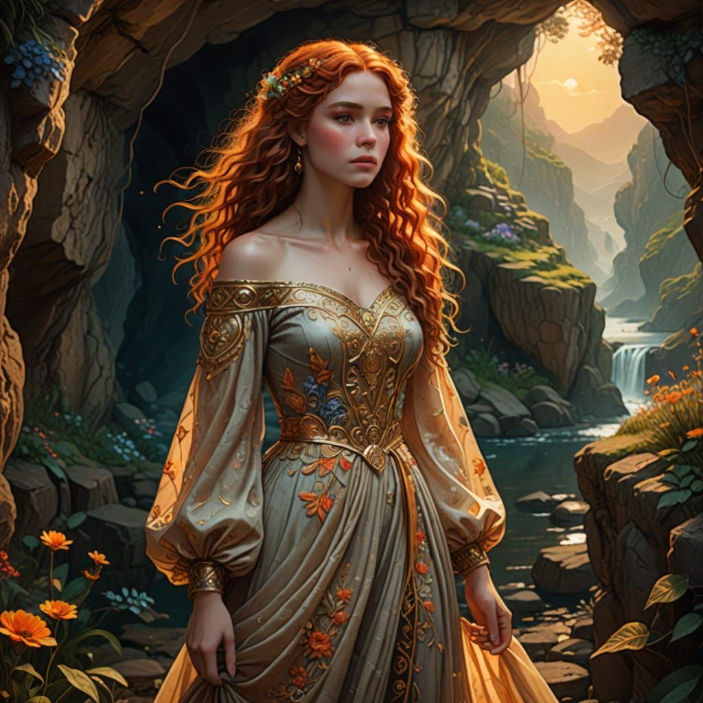 Elegant Fantasy Portrait in a Cave with Soft Light