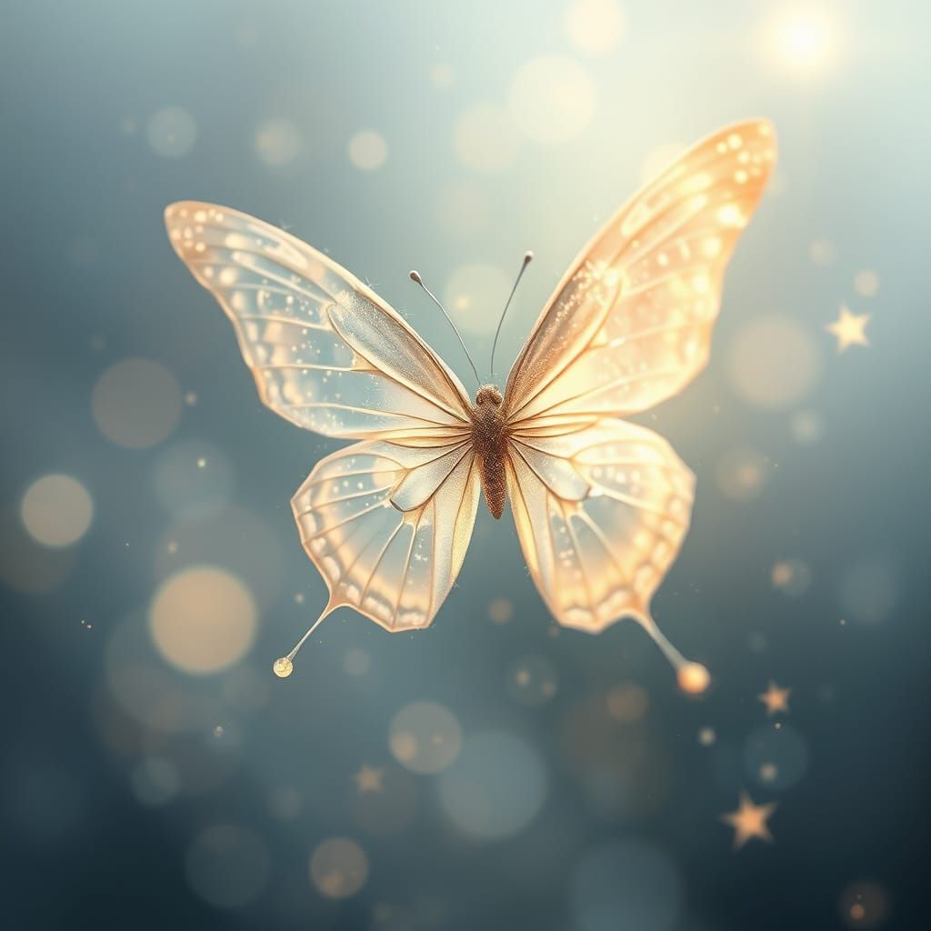 Luminous Celestial Butterfly in Dreamy, Whimsical Style