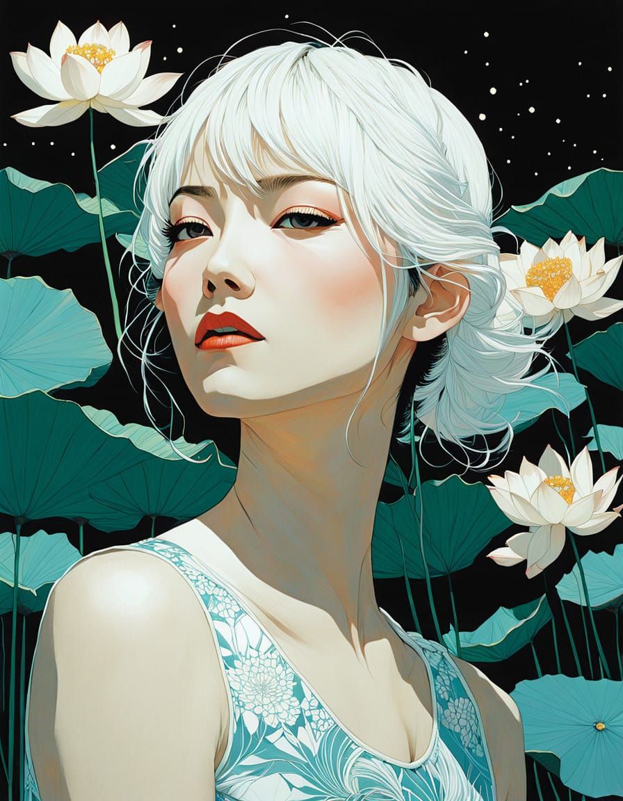 Lotus in Vibrant Sunlight as Impressionist Watercolor