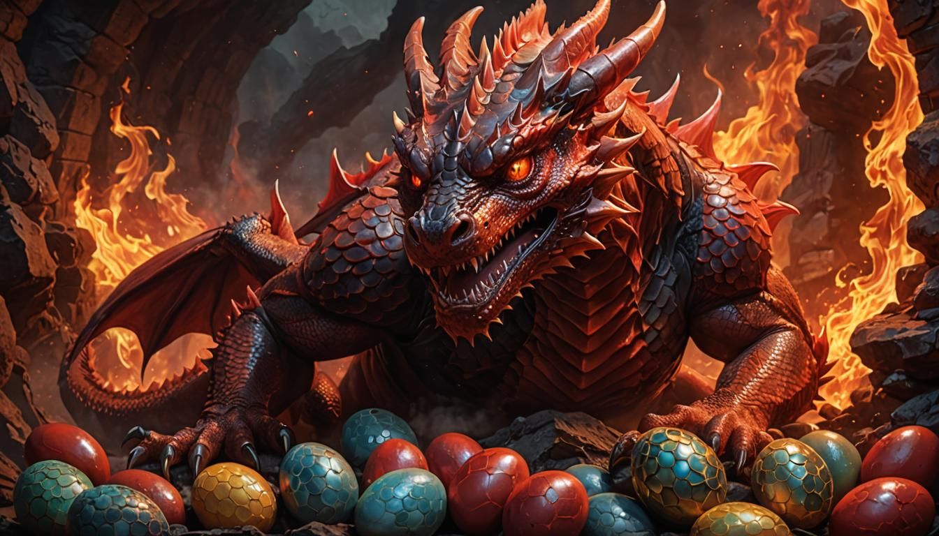 A young red dragon protect the brothers