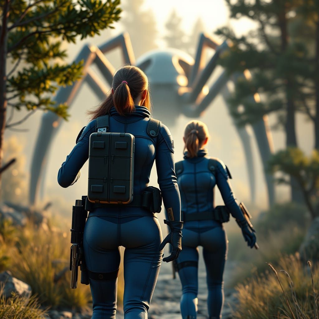 Vault-Dwellers Confront a Massive Spider in a Post-Apocalypt...