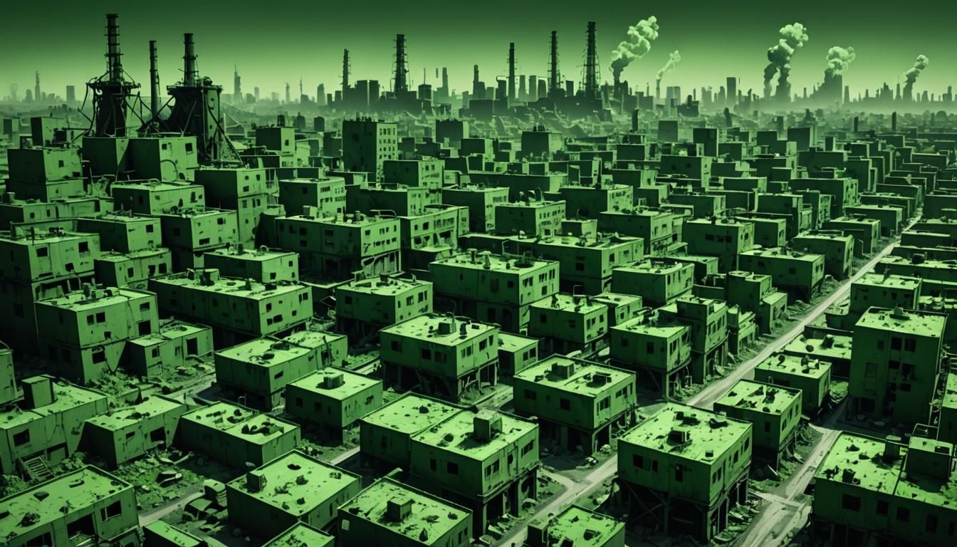Radioactive Green Decaying Cityscape