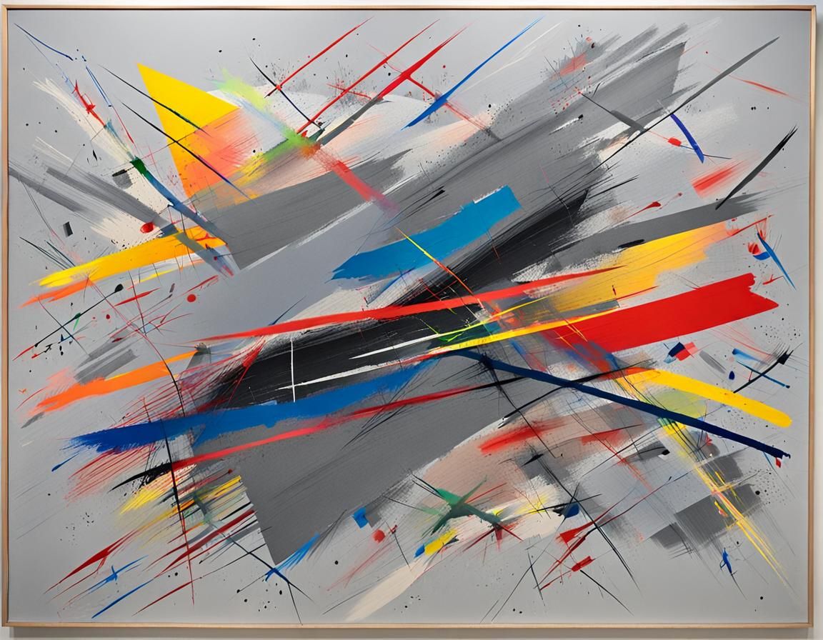 Colorful Abstract Painting in Grey Space Style